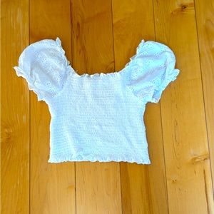 White off the shoulder/normal flower print shirt